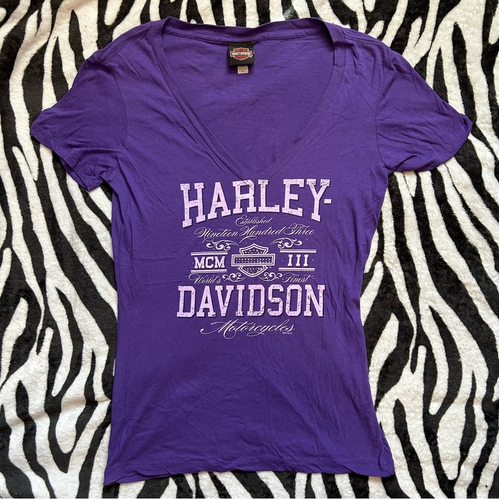 2013 Harley Davidson Purple V-Neck Top